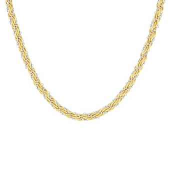 PRIMROSE 14k Gold-Plated Cubic Zirconia Double Twist Rope Chain Necklace