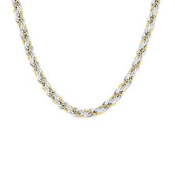 PRIMROSE 14k Gold-Plated Cubic Zirconia Double Twist Rope Chain Necklace