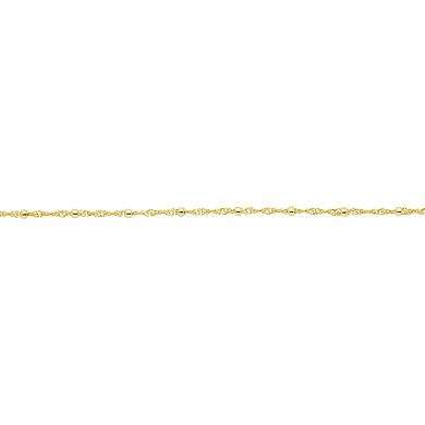PRIMROSE 14k Gold Plated Cubic Zirconia Beads Station Singapore Chain Necklace