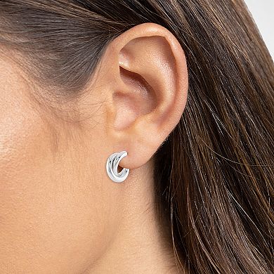 PRIMROSE Fine Silver Plated Polished Overlapped C Hoop Earrings