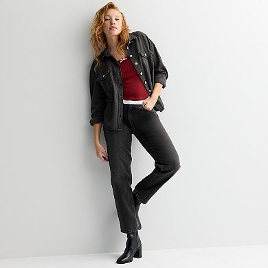 Juniors' madden girl Long Sleeve Scoop Neck Top with Ruffle Hem & Bow Trim