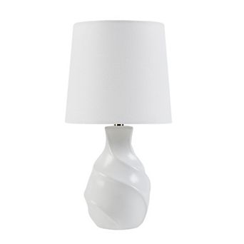 White Swirl Ceramic Accent Table Lamp