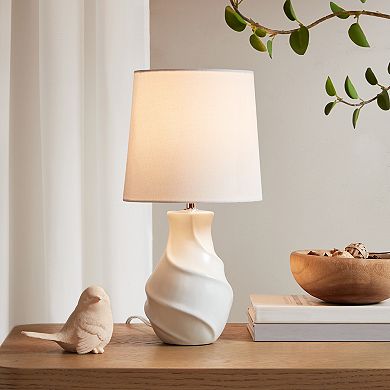 White Swirl Ceramic Accent Table Lamp