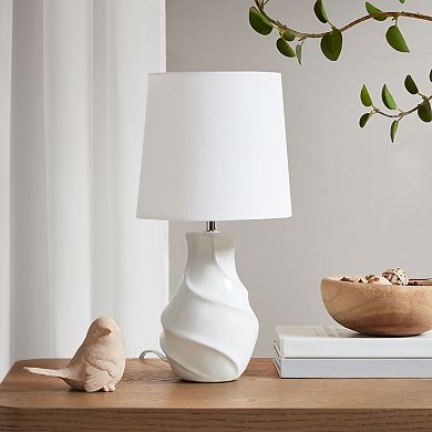 White Swirl Ceramic Accent Table Lamp