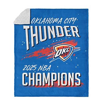 Oklahoma City Thunder 2025 Champs Net Gain Silk Touch Sherpa Throw Blanket
