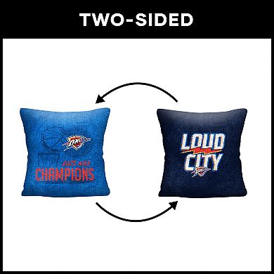 Oklahoma City Thunder 2025 Champs Hoopla Double Sided 18" Tapestry Pillow