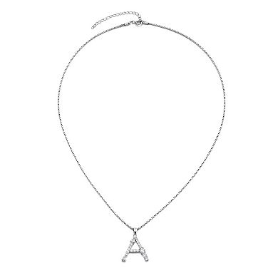Adornia Silver Tone Crystal Initial Necklace