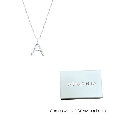 Adornia Silver Tone Crystal Initial Necklace