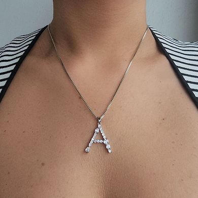 Adornia Silver Tone Crystal Initial Necklace