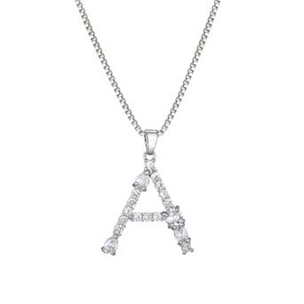 Adornia Silver Tone Crystal Initial Necklace