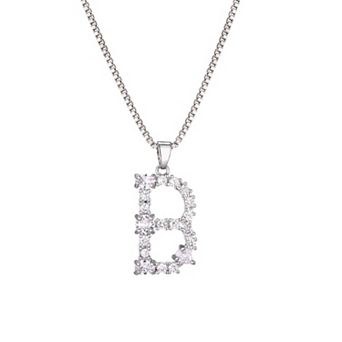 Adornia Silver Tone Crystal Initial Necklace