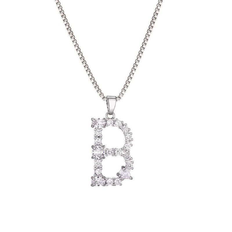 Adornia Silver Tone Crystal Initial Necklace, Women's, Size: 18", Silver Tone B