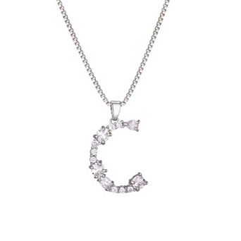 Adornia Silver Tone Crystal Initial Necklace