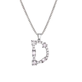 Adornia Silver Tone Crystal Initial Necklace