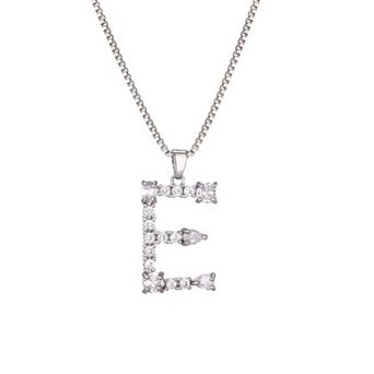 Adornia Silver Tone Crystal Initial Necklace