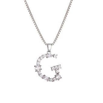 Adornia Silver Tone Crystal Initial Necklace