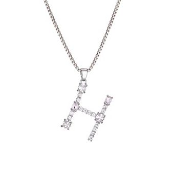 Adornia Silver Tone Crystal Initial Necklace