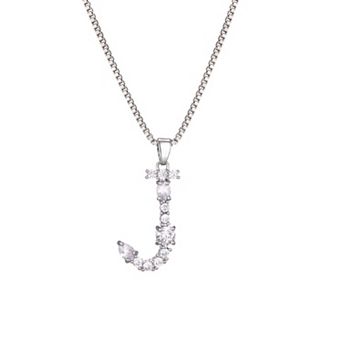 Adornia Silver Tone Crystal Initial Necklace