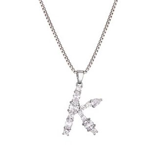 Adornia Silver Tone Crystal Initial Necklace