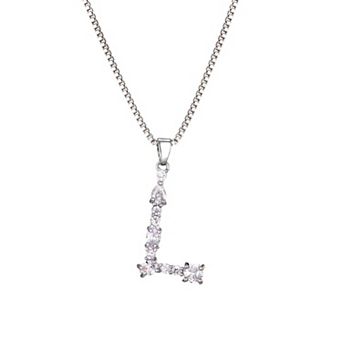 Adornia Silver Tone Crystal Initial Necklace