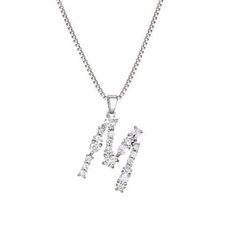 Adornia Silver Tone Crystal Initial Necklace