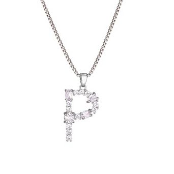 Adornia Silver Tone Crystal Initial Necklace