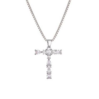 Adornia Silver Tone Crystal Initial Necklace