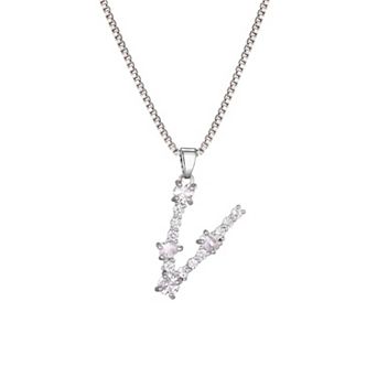 Adornia Silver Tone Crystal Initial Necklace