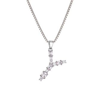 Adornia Silver Tone Crystal Initial Necklace