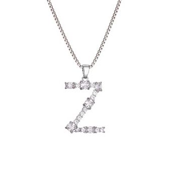 Adornia Silver Tone Crystal Initial Necklace