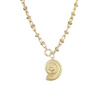Adornia 14k Gold Plated Chunky Shell Pendant Necklace
