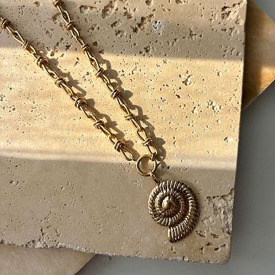 Adornia 14k Gold Plated Chunky Shell Pendant Necklace