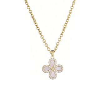 Adornia 14k Gold Over Brass Cubic Zirconia & Mother-of-Pearl Flower Pendant Necklace