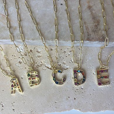 Adornia 14k Gold Plated Funky Initial Paperclip Chain Necklace