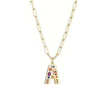 Adornia 14k Gold Plated Funky Initial Paperclip Chain Necklace