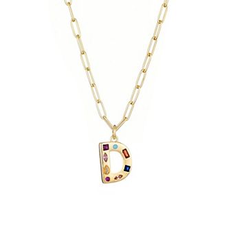 Adornia 14k Gold Plated Funky Initial Paperclip Chain Necklace