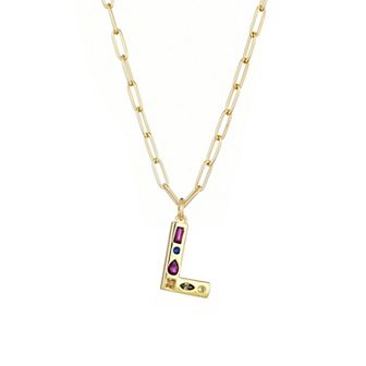 Adornia 14k Gold Plated Funky Initial Paperclip Chain Necklace