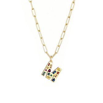 Adornia 14k Gold Plated Funky Initial Paperclip Chain Necklace