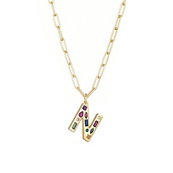 Adornia 14k Gold Plated Funky Initial Paperclip Chain Necklace