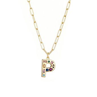 Adornia 14k Gold Plated Funky Initial Paperclip Chain Necklace