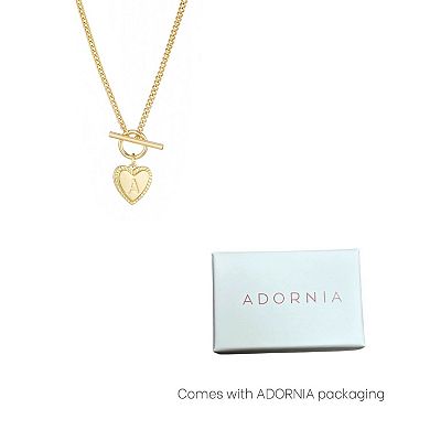 Adornia 14k Gold Plated Heart Initial Toggle Necklace