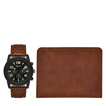 Folio Men's Chronograph Leather Strap Watch & Wallet Set - FMDKSET525
