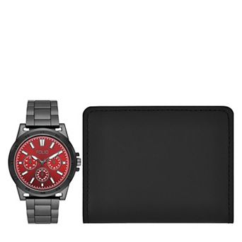 Folio Men's Gunmetal Bracelet Watch & Black Wallet Set