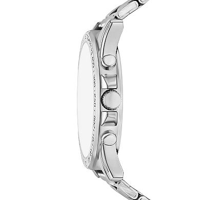 Folio Men's Silver Tone Bracelet Watch & Brown Wallet Set