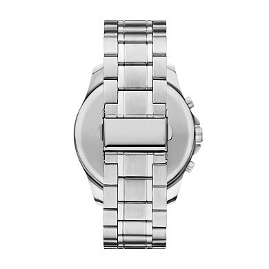 Folio Men's Silver Tone Bracelet Watch & Brown Wallet Set