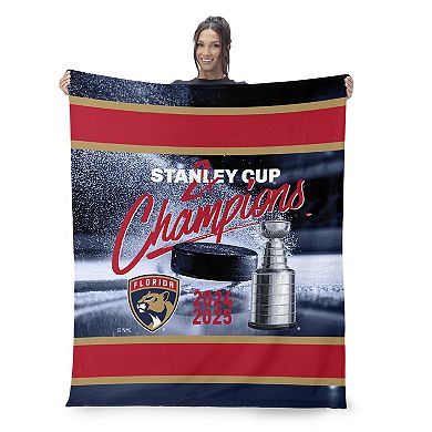 Florida Panthers 2025 Stanley Cup Champs Multiply Silk Touch Throw Blanket