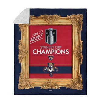 Florida Panthers 2025 Stanley Cup Champs Portrait Silk Touch Sherpa Throw Blanket