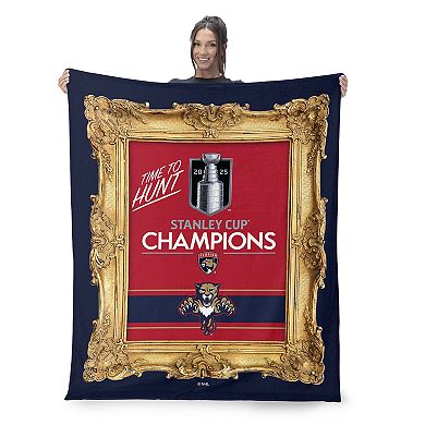 Florida Panthers 2025 Stanley Cup Champs Portrait Silk Touch Sherpa Throw Blanket