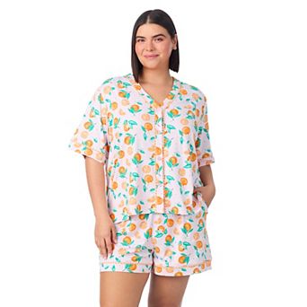 Plus Size Cuddl Duds® Short Sleeve Pajama Top & Pajama Boxer Short Set