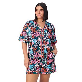 Plus Size Cuddl Duds® Short Sleeve Pajama Top & Pajama Boxer Short Set